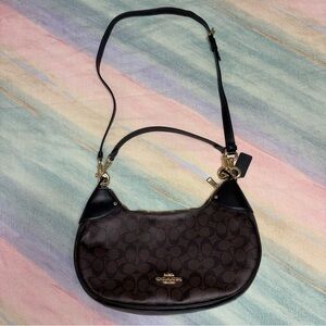 Coach Signature Black and Brown Shoulder Bag